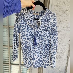 Lola Australia Blue Leopard Print Cotton Women's Top S